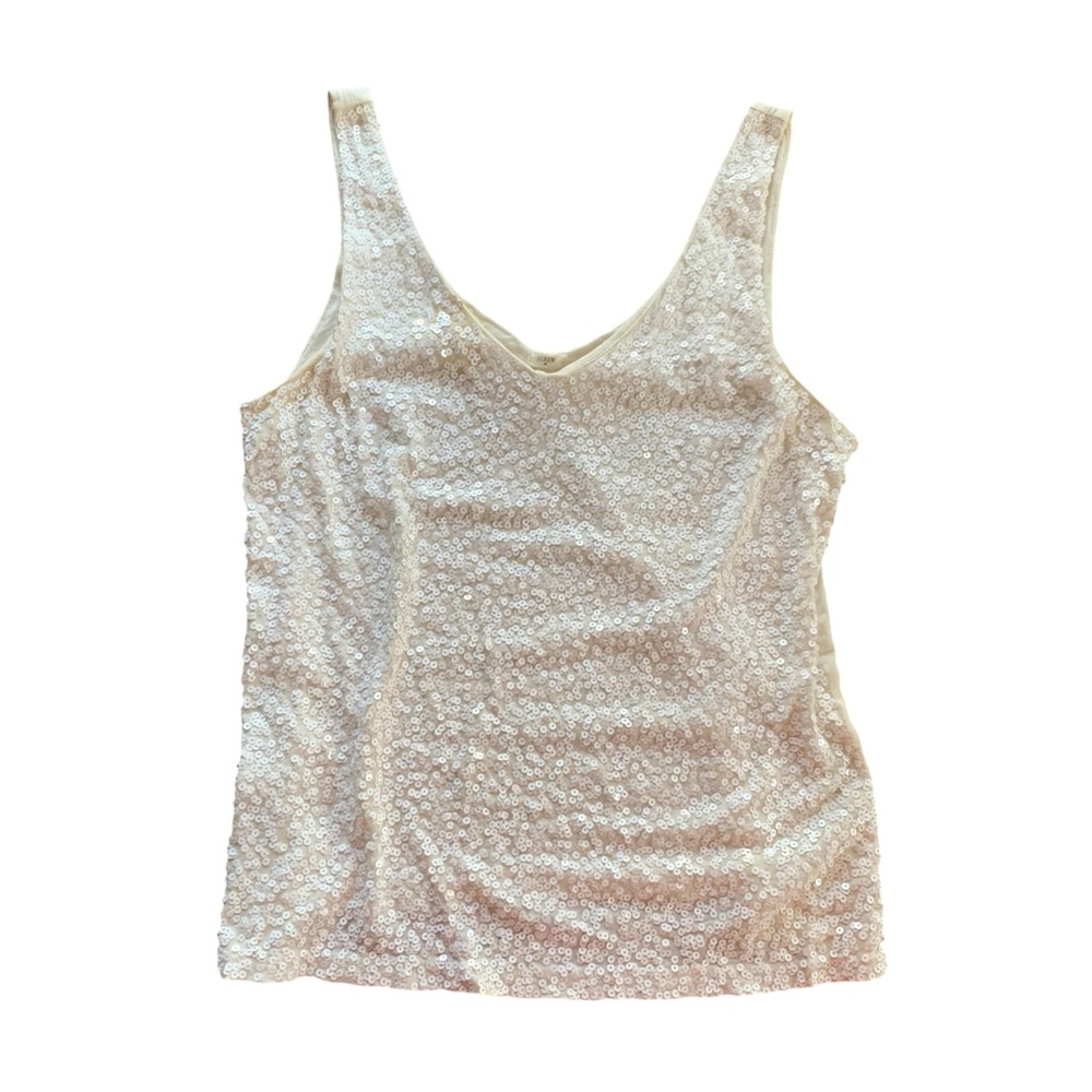 J. Crew Ivory Sequin Tank Top 100% cotton